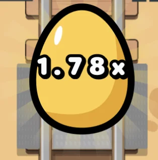 Chicken Train golden egg displaying 1.78x multiplier on the railway tracks