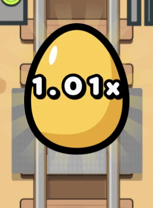 Chicken Train golden egg multiplier displaying 1.01x on railway tracks